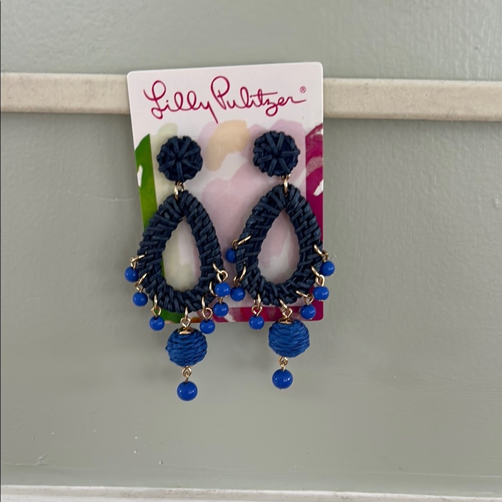 Lilly Pulitzer Navy Blue Statement Earrings